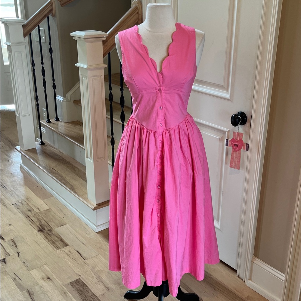TCEC pink Cotton Midi Dress New